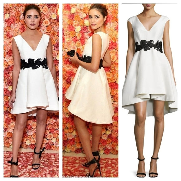 Halston Heritage Dresses & Skirts - Halston Heritage 2 Floral Applique Silk Birdcage Dress